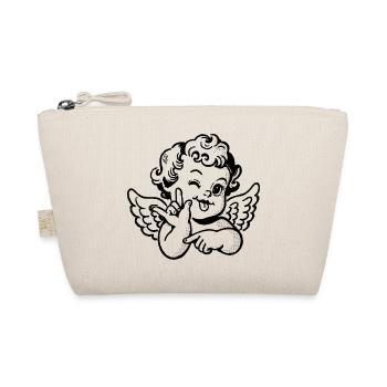 Love You Cherub – Angel with ILY Hand Sign - Organic Pouch - nature - Front