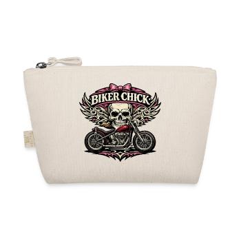 Biker Chick Skull Motorbike Design - Organic Pouch - nature - Front