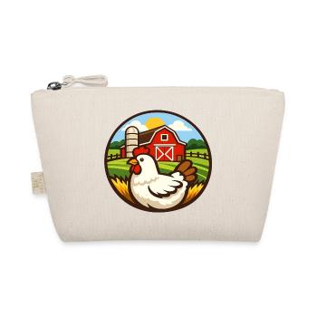 Chicken on the Farm – Round Badge Design - Organic Pouch - nature - Front