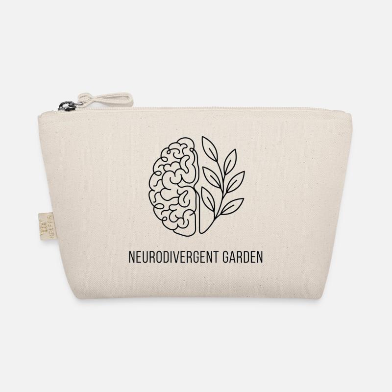 Neurodivergente Garten-Gehirn-Blattlinienzeichnung - Bio-Täschchen - Natur