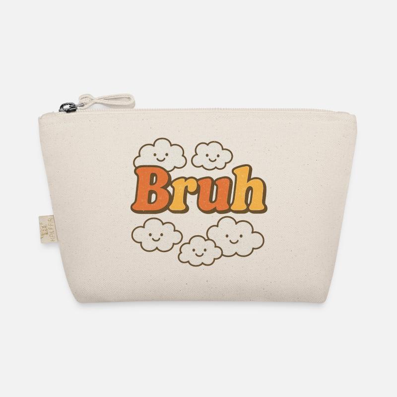 Bruh Clouds Glitter Typography Organic Pouch