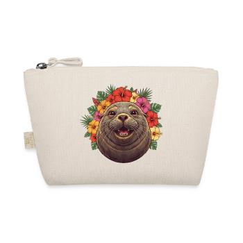 Seal with hibiscus flower wreath - Organic Pouch - nature - Front