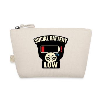 Social Battery Low Tee – Hilarious Introvert Humor - Organic Pouch - nature - Front