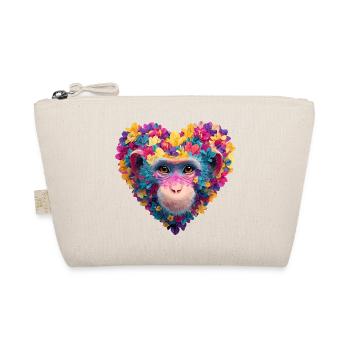Play of colors monkey heart with flower garland - Organic Pouch - nature - Front