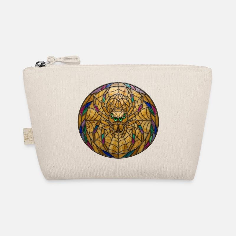 Stained Glass Spider Web Mosaic Illustration Organic Pouch
