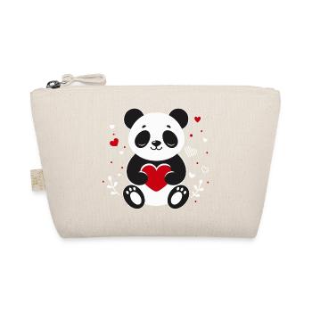 Cute Panda with Heart Kawaii Animal Motif - Organic Pouch - nature - Front