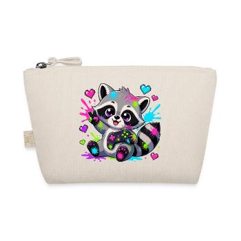 Colorful Raccoon with Controller - Organic Pouch - nature - Front