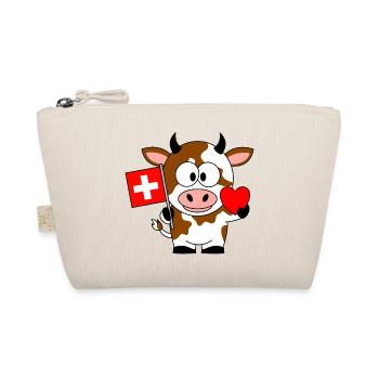 Kuh mit Schweizer Flagge und Herz - Bio-Täschchen - Natur - Vorne