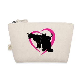 Black Cat Silhouettes in Pink Heart Logo - Organic Pouch - nature - Front