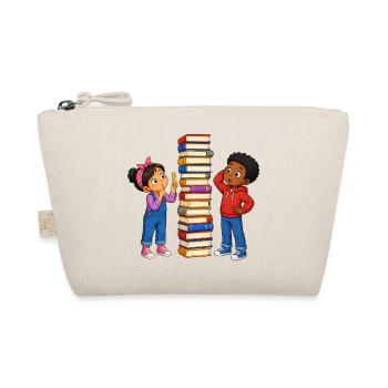 Kinder Bücherstapel Messen Lustiges Lernmotiv - Bio-Täschchen - Natur - Vorne