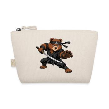 Ninja Bär mit Katana – Samurai Kämpfer - Bio-Täschchen - Natur - Vorne