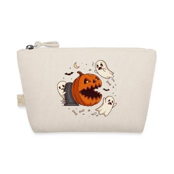 Lustiger Halloween Kürbis erschreckt Geister - Bio-Täschchen - Natur - Vorne