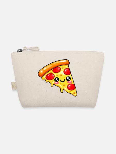 Kawaii Pizza Slice Cartoon - Bio-Täschchen - Natur