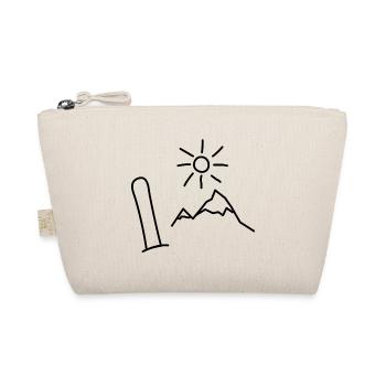 Snowboard Design mit Bergen und Sonne - Bio-Täschchen - Natur - Vorne