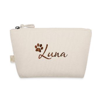 Luna name dog cat fur design with paw - Organic Pouch - nature - Front