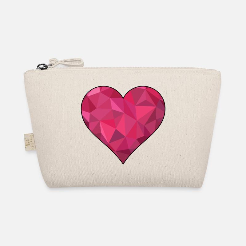 Herz Polygon Liebe Paare JGA Hochzeit Symbol rot - Bio-Täschchen - Natur