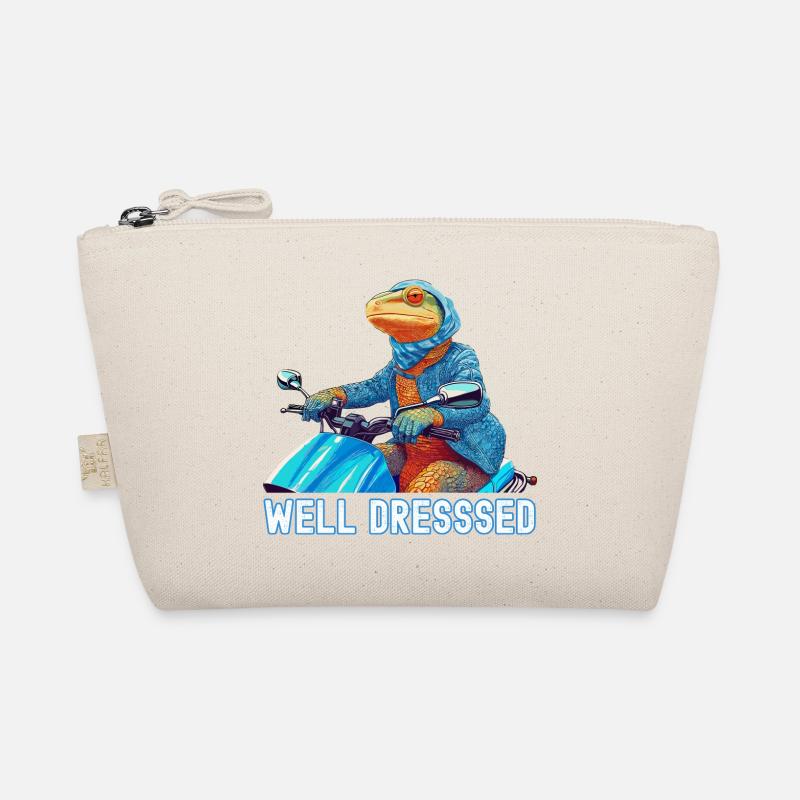 Ein gut gekleidetes Reptil fährt einen Roller (Eidechse) Bio-Täschchen