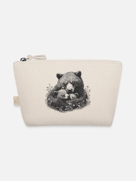 RETRO Mama Bär mit Bärenbaby Geschenk Muttertag - Bio-Täschchen - Natur