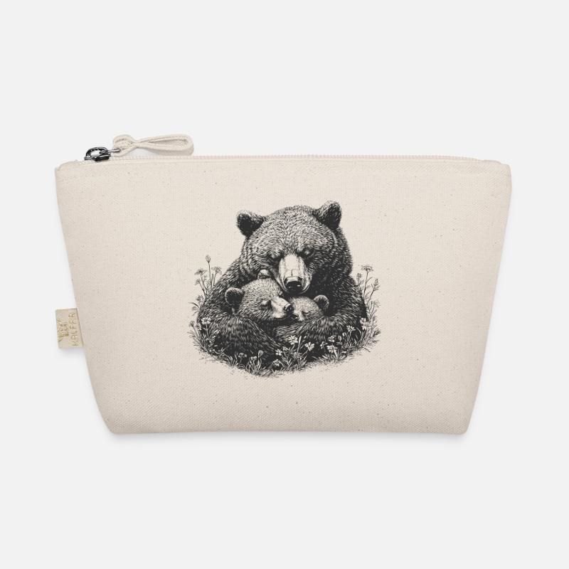 RETRO Mama Bär mit Bärenbaby Geschenk Muttertag Bio-Täschchen