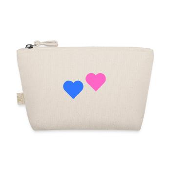 2 Herzen rosa blau - Bio-Täschchen - Natur - Vorne