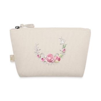 Blumenkranz mit Rosen, personalisierbar - Bio-Täschchen - Natur - Vorne