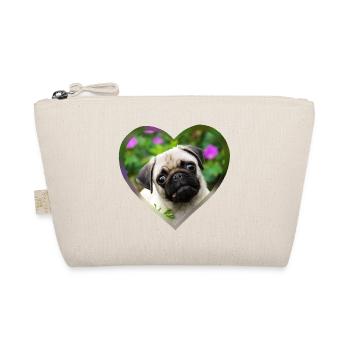 Funny pug puppy dog photo portrait with heart - Organic Pouch - nature - Front
