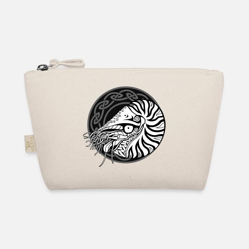 Celtic Nautilus (black / circle) Organic Pouch