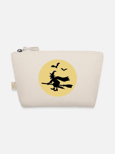 Witch on broom - Organic Pouch - nature - Front