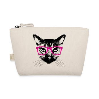 Hipster Katze Pinke Brille Hipster Cat glasses - Organic Pouch - nature - Front