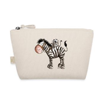 Zebra mit Katze - Bio-Täschchen - Natur - Vorne