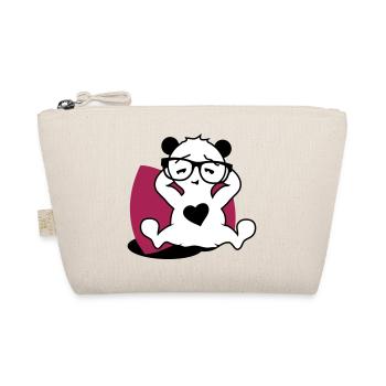 Panda with nerd glasses and heart button while relaxing - Organic Pouch - nature - Front