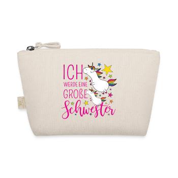 Große Schwester Einhorn Einhörner pink Sterne bunt - Bio-Täschchen - Natur - Vorne