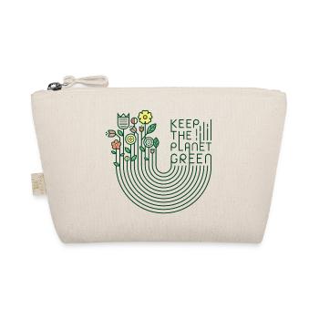 Blumen & Schriftzug (Keep Green, minimal) - Bio-Täschchen - Natur - Vorne
