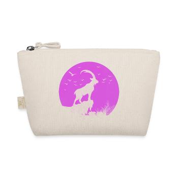 Pink Capricorn Ibex Silhouette in the Moon Circle - Organic Pouch - nature - Front