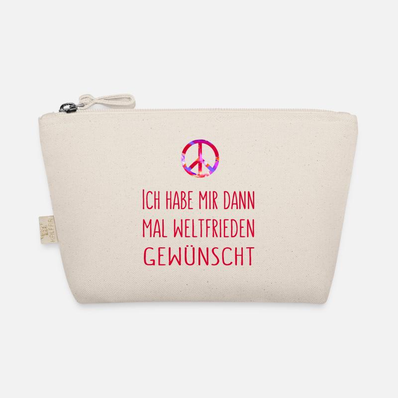 Ich habe mir dann mal Weltfrieden gewünscht - rot - Bio-Täschchen - Natur