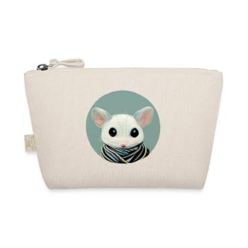 Small white mouse with scarf in a circle - Organic Pouch - nature - Front