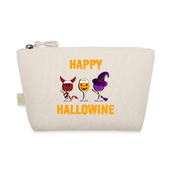 Happy Hallowine Wein Teufel Hexe Kürbis Halloween - Bio-Täschchen - Natur - Vorne