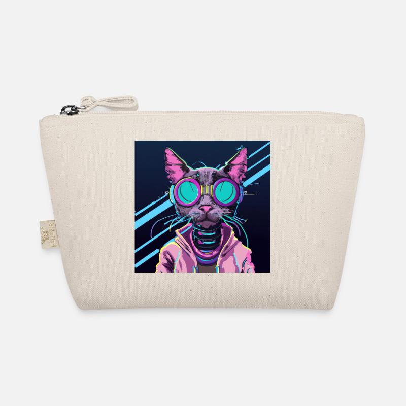 Coole Katze mit Brille - Bio-Täschchen - Natur
