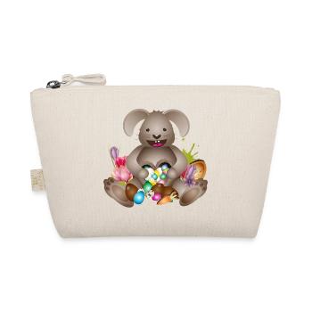 laughing Easter with Easter nest full of Easter eggs - Organic Pouch - nature - Front