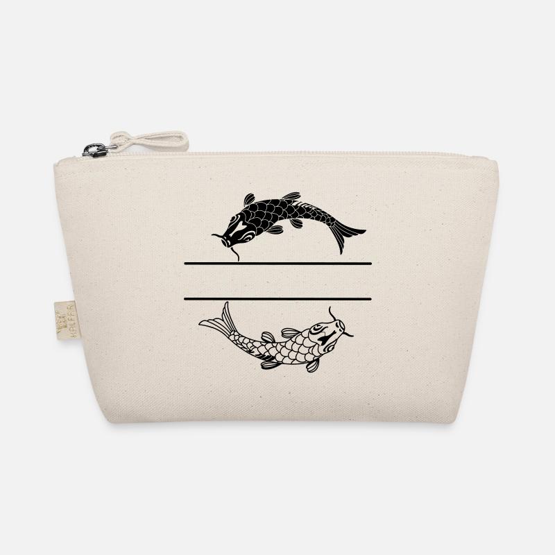 Fish black and white with blank text bar Organic Pouch