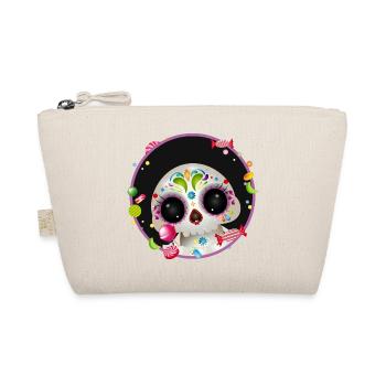 Cute Sugar Skull in candy frame - Organic Pouch - nature - Front