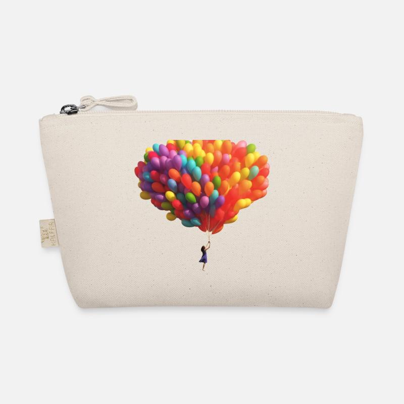 Ein Kind mit aufsteigenden bunten Luftballons - Bio-Täschchen - Natur