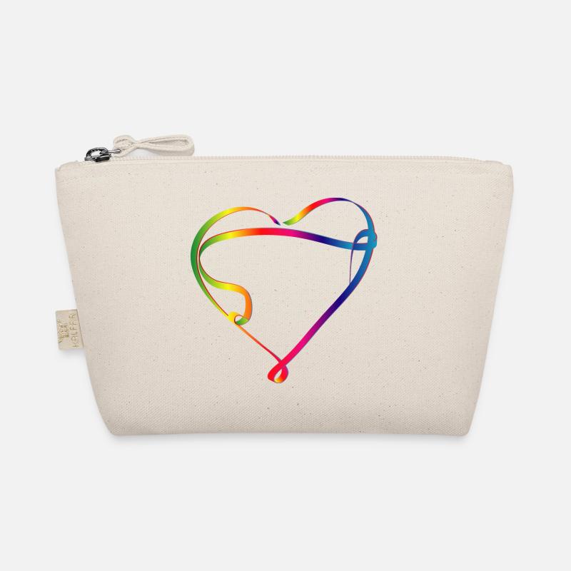 buntes Band in Herz Form und Regenbogen Farben - Bio-Täschchen - Natur