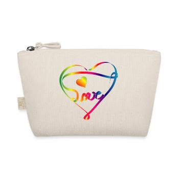 buntes Band in Herz Form und Regenbogen Farben - Bio-Täschchen - Natur - Vorne