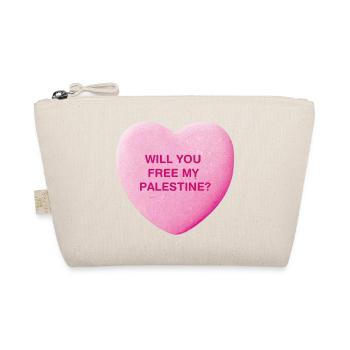 Will you free my Palestine? Sweet Candy Heart - Organic Pouch - nature - Front