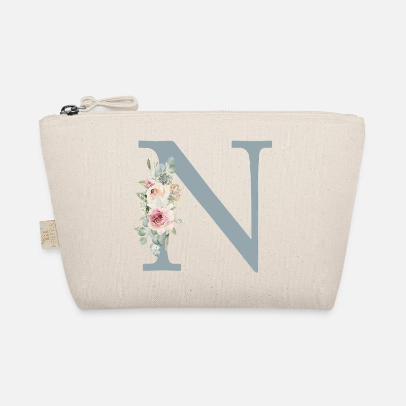 N| Monogramme | Eucalyptus Pastel Fleur Bleu Trousse biologique