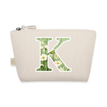 Letter K, Monogram, Floral Pattern - Organic Pouch - nature - Front