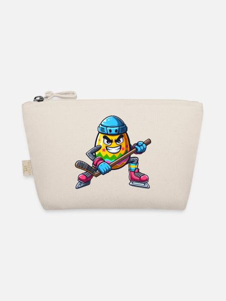 Osterei Eishockey Design | Eishockeyspieler - Bio-Täschchen - Natur