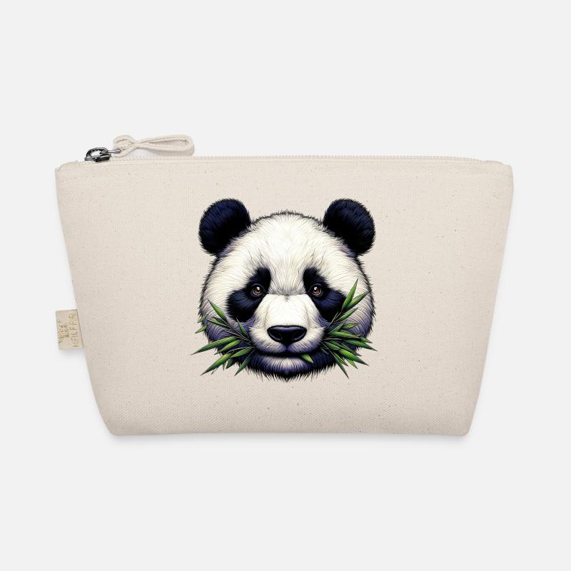 Panda frisst Bambus und Blätter - Bio-Täschchen - Natur