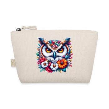 Hibou décoré de fleurs - Trousse biologique - nature - Devant